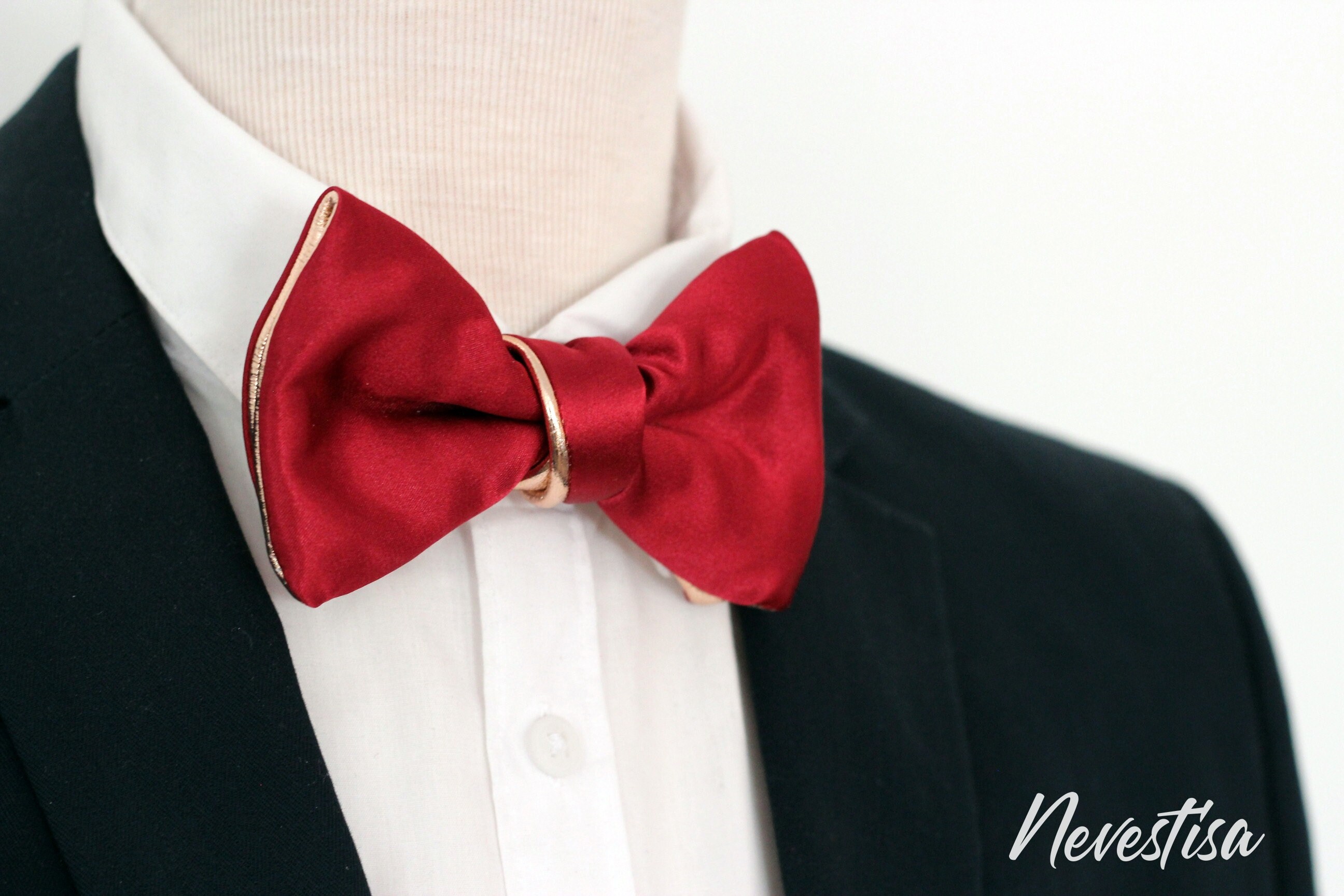mens burgundy bow tie