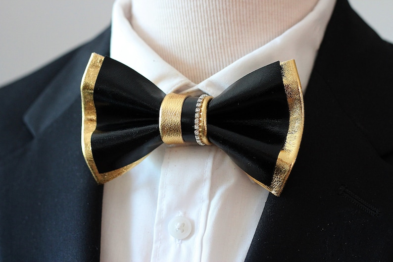 Black and Gold Mens Custom Bow Tie for Men Wedding Bow Tie - Etsy