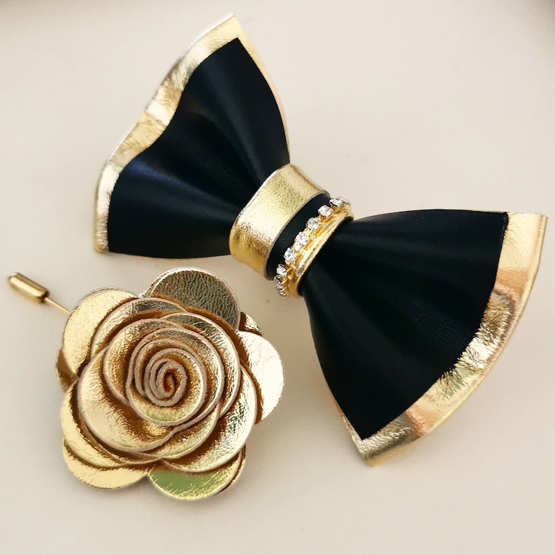 Black and Gold Mens Custom Bow Tie for Men Wedding Bow Tie - Etsy