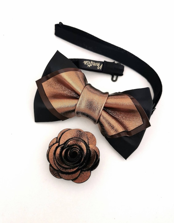 copper gold bow tie