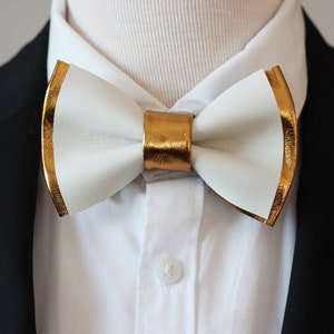 Black and Copper Gold Mens Leather Bow Tie for Men Tuxedo - Etsy