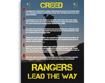 Tela artistica da parete con motivo "U.S. Army Ranger Creed" - 24x18 pollici