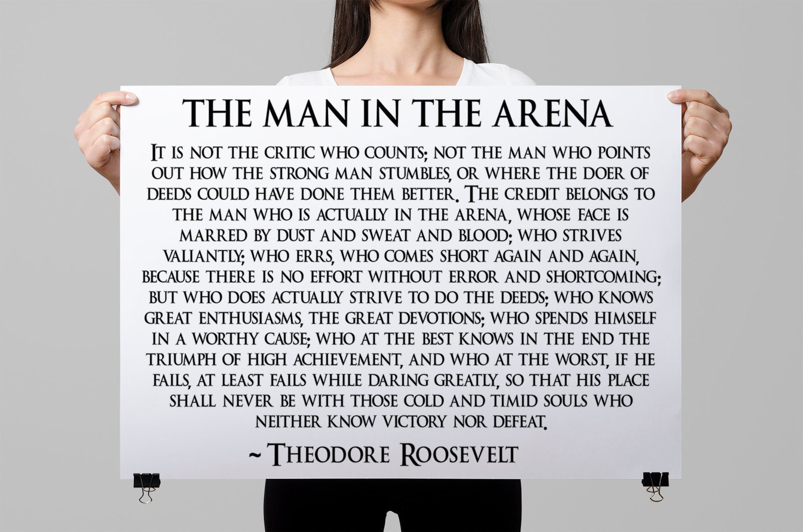 The Man in the Arena Poster, Teddy Roosevelt Poster, Motivation Poster ...