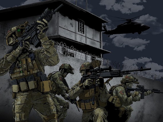 US Navy Seals Operation Neptune Spear Mission Poster
