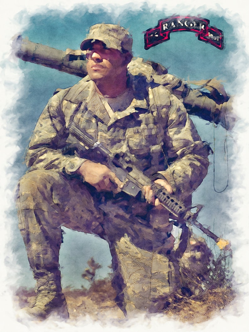 Army Ranger Watercolor Art Poster – Military Combat Decor - Etsy