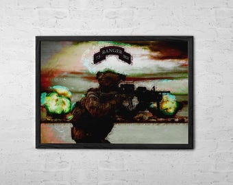 Army Ranger Art Poster – Patriotic Military Wall Decor