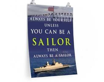 Poster di nave da guerra della Marina degli Stati Uniti – Citazione del marinaio, decorazione militare patriottica
