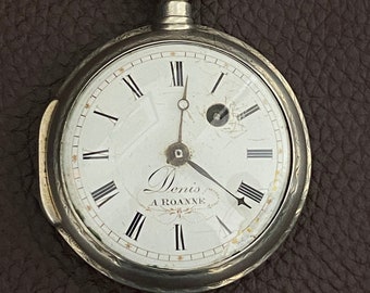 Watch Gousset Rooster - Pocket Watch Verge Rocket - 18th century (1750 ) - Denis Watchmaking in Roanne France - Silver Sterling
