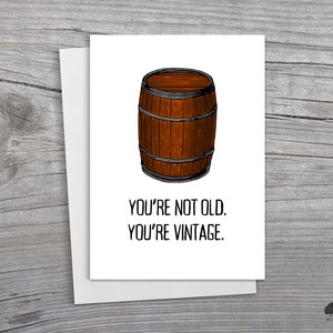 5 x 7 grappige verjaardag grap vintage wenskaart, wijn vintage onbeleefd verjaardagskaart, grappige verjaardagscadeau vintage oud, wijnvat vintage kaart