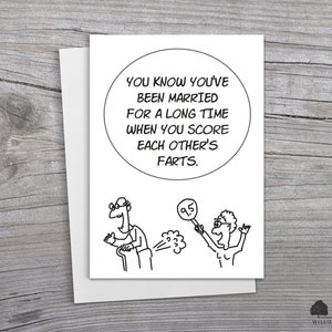 Tarjeta de aniversario de boda divertida 5x7, tarjeta de felicitación de aniversario de matrimonio de pedo humorístico, tarjeta de aniversario de boda de pedo grosero, descarga digital