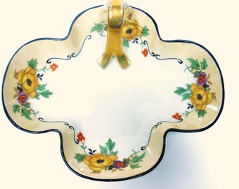 Vintage Candy Dish, ES Prov Sace Germany, Small Serving Bowl with Gold Handle