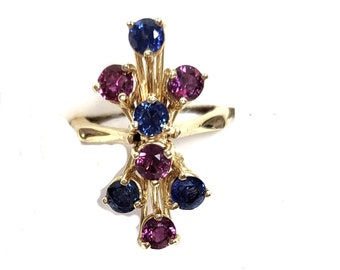 14K Ruby and Sapphire Ring Size 6