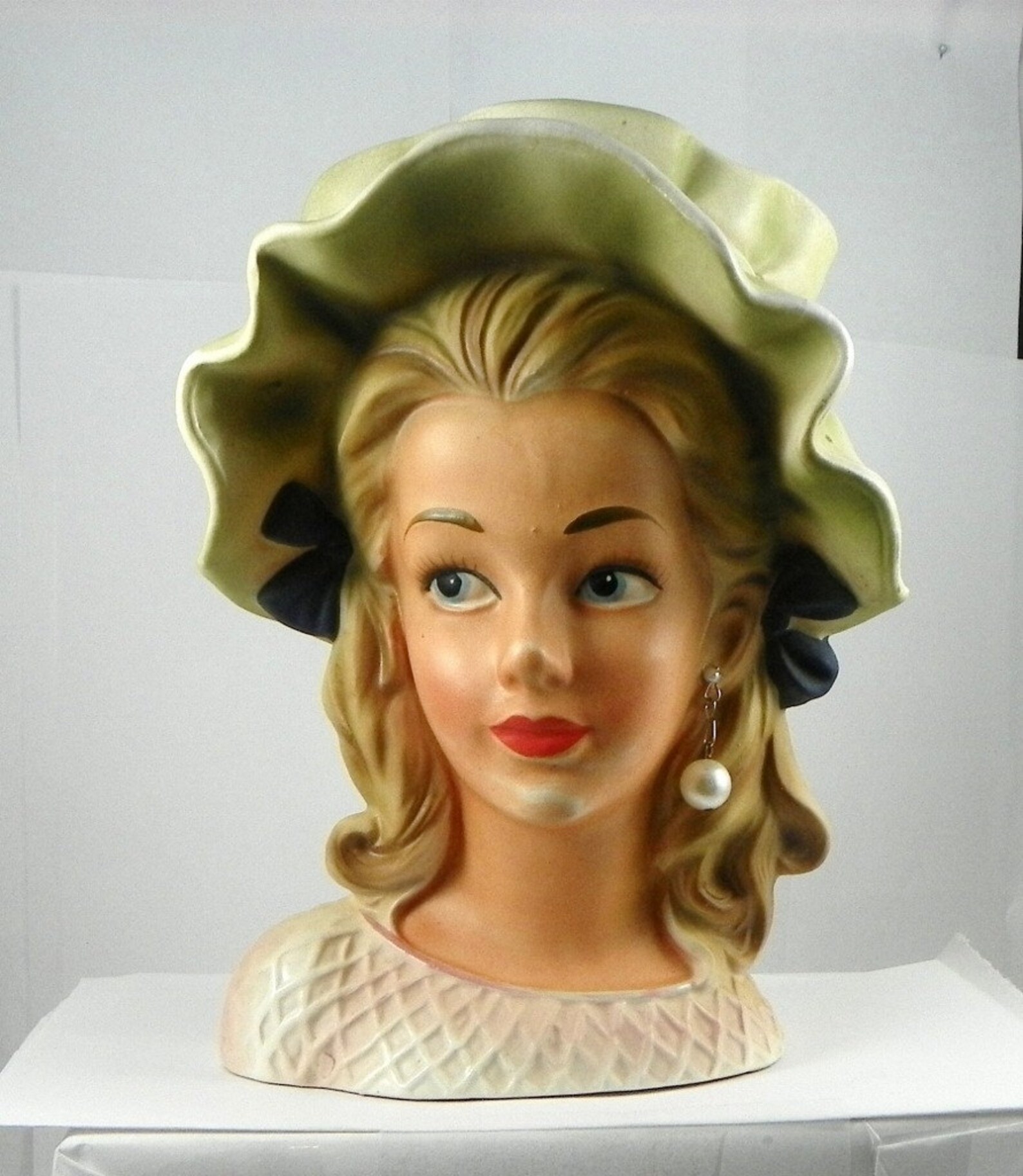 Lady Head Vase Vintage Lady Planter with Large Hat 7 inches Etsy