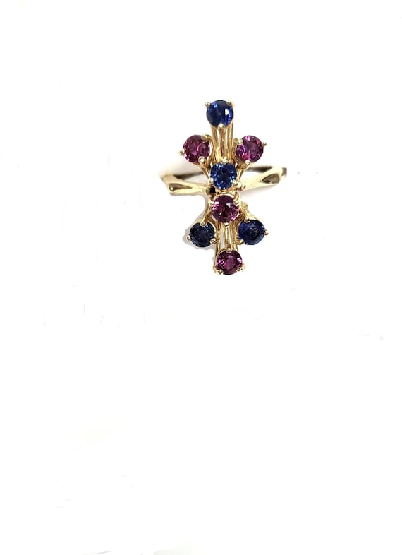 14K Ruby and Sapphire Ring Size 6