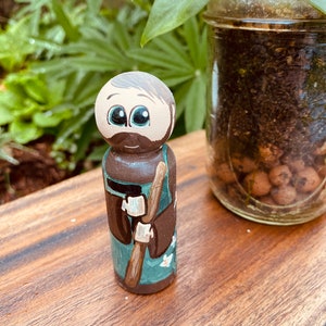 St. Joseph Wood Peg Doll Saint Joseph Wooden Saint Doll Baptism Gift Catholic Toy for Children Saints Christmas Patron Saint Father&#39;s Day