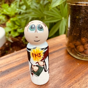 St. Thomas van Aquino Thomas Aquino Tom Houten Peg Doll Saint Doll Doop Katholieke Speelgoed voor kinderen Saints Peg Dolls Doopcadeau voor jongens