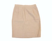 Giorgio Armani Beige Check Mini Pencil Skirt Wool Mohair XS S 25 Vintage