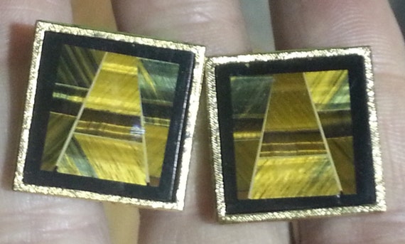 Cufflinks, Mens Vintage Cufflinks, Tiger's eye cuf