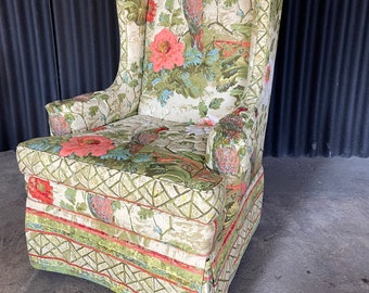 Ethan Allen Bird of Paradise Floral Wingback Chair