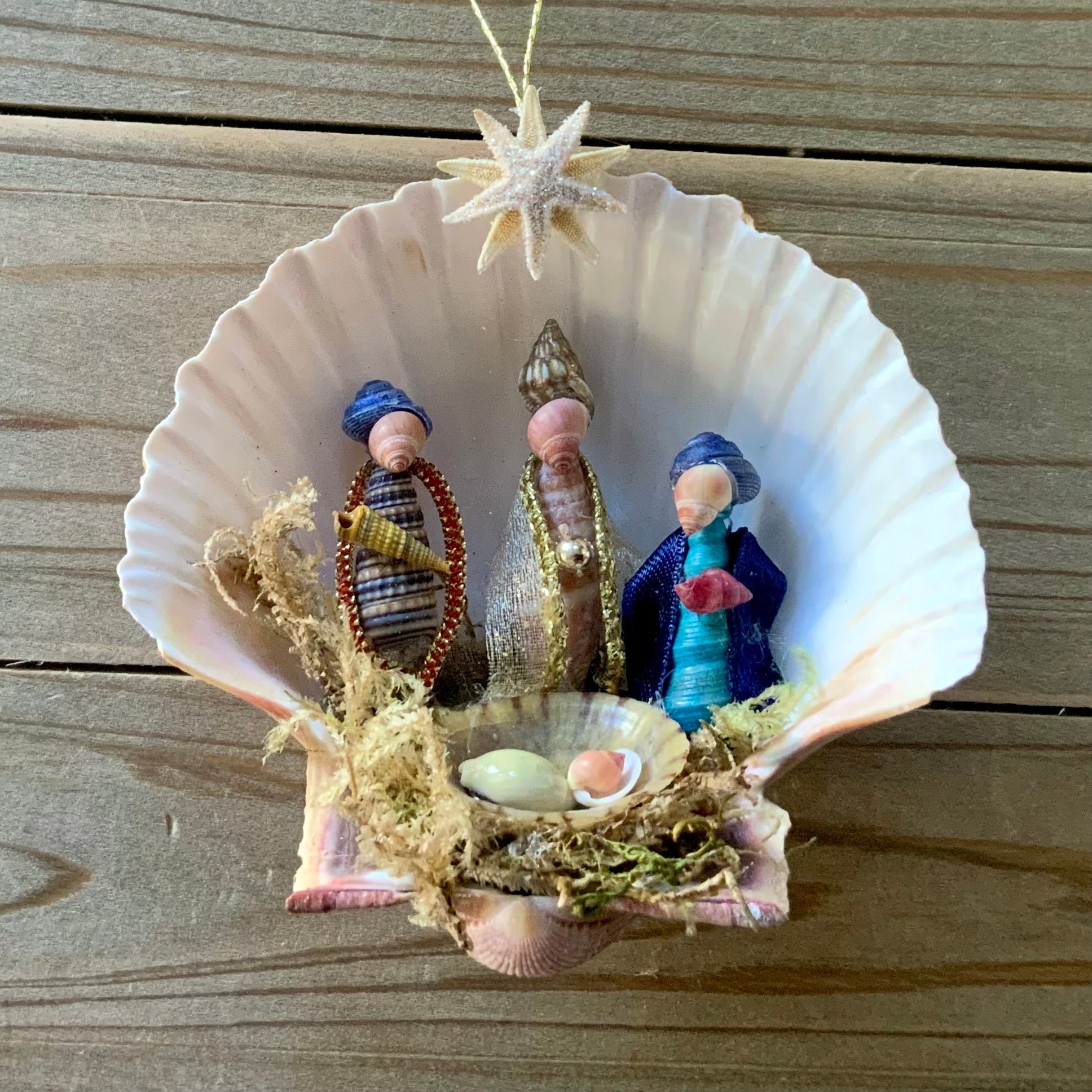 Crèche De Noël Miniature En Verre De Mer Et Bois Flotté - Lot De 2, Fait Main, Décoration De Fête
