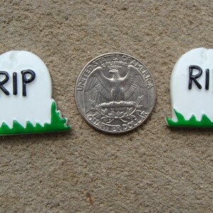 2 RIP Tombstone Grave For Halloween Party Resin Flatbacks Flat Back Scrapbooking Hair Bow Center Halloween Resins image 2