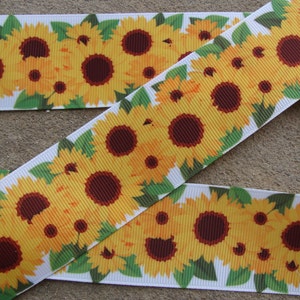 3 yards Sunflower grosgrain ribbon  Fall, Autumn Flower ribbon Orange Flowers Ribbon 1 1/2&quot; hair bow ribbon fall decoration ribbon