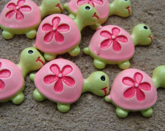 2 Turtle Resin for Hair Bows Flower Turtle Resin Kids Animal Resin Hair Bow Center