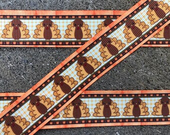 Turkey Grosgrain Ribbon, 7/8 Inch - 3 Yard Thanksgiving Ribbon