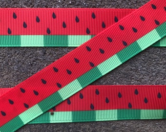 3 yards 7/8" Red Watermelon ribbon Grosgrain ribbon Printed Ribbon Hair Bow Supplies red ribbon summer ribbon watermelon ribbon green red