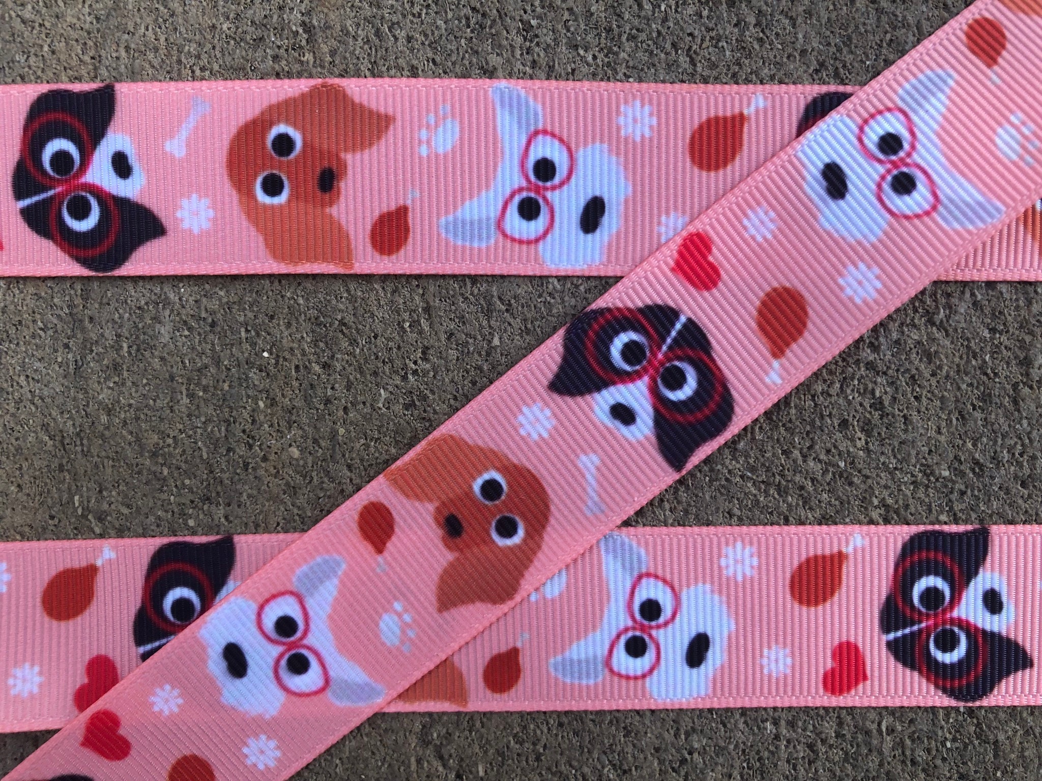 3 yards 7/8 Dog Ribbon I love dogs Ribbon Grosgrain | Etsy
