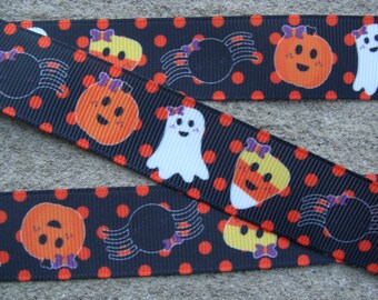 Halloween Printed Ribbon 7/8" Candy Corn Ribbon Ghost Ribbon Pumpkin Ribbon Hair Bow Ribbon Craft Supplies