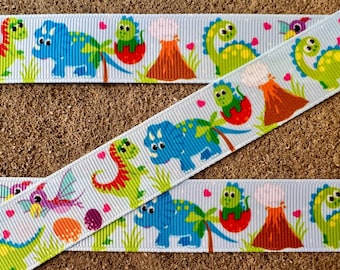 Cinta de Grosgrain con estampado de dinosaurio de 3 yardas y 7/8" Cinta con estampado de animales Cinta para niños Cinta para cumpleaños de niños Cinta para decoración de cumpleaños Cinta de dinosaurio