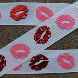 4 yards Lips ribbon kiss ribbon Valentine Ribbon Printed Ribbon 3 yards Hair bow ribbon Holiday ribbon 7/8&quot; ribbon pink and red ribbon