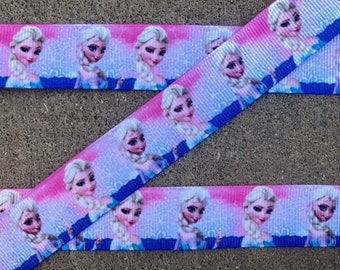 5 yards 7/8" Pink and blue Elsa Ribbon Frozen Ribbon blue and pink Printed Ribbon hair Bow Ribbon Frozen Ribbon with Elsa party decorations