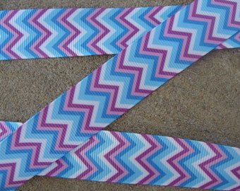 Chevron ribbon Purple pink and turquoise ribbon 3 yards 7/8" Hair Bow Ribbon Zigzag ribbon chevron ribbon craft supplies