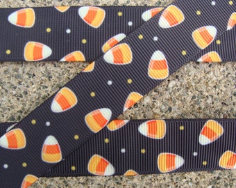 Candy Corn Ribbon Printed Ribbon Halloween Ribbon 7/8" grosgrain ribbon Hair Bow ribbon hair bow supplies crafts supplies 3 yards ribbon
