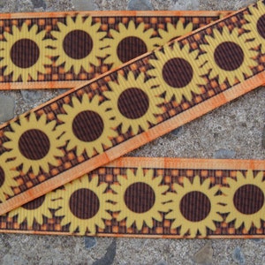 3 yards 7/8&quot; Sunflower ribbon grosgrain printed ribbon Fall Ribbon Fall flower ribbon Brown flowers hair bow ribbon fall decoration ribbon