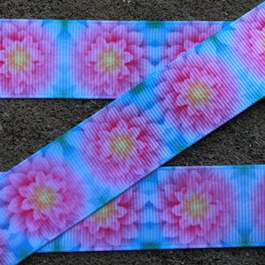 3 yards 1&quot; Pink Flowers Ribbon Floral Pink Flower Grosgrain Printed Ribbon Flower print Hair Bow Ribbon for hair bows and crafts