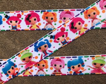 3 yards 7/8" Lalaloopsy ribbon Printed Ribbon Hair Bow Ribbon grosgrain ribbon Hair Bow Supplies pink Lalaloopsy Doll ribbon party decor