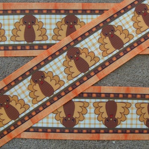 3 yardsTurkey Ribbon Thanksgiving Ribbon Happy Turkey Printed Ribbon 1 1/2 Hair Bow Ribbon 1.5 turkey ribbon holiday ribbon brown ribbon