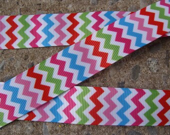 5 yards Chevron Ribbon pink blue green and red ribbon Zigzag Ribbon rainbow chevron ribbon Hair Bow Ribbon 7/8" ribbon hair bow supplies