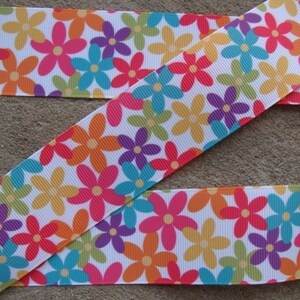 3 yards Color  Summer Flowers Ribbon Grosgrain Printed Ribbon 1 1/2&quot; inch Hair Bow Ribbon