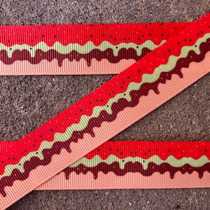 3 yards 7/8&quot; red watermelon ribbon chocolate ice cream watermelon ribbon grosgrain ribbon summer fruit ribbon party decor hair bow supplies