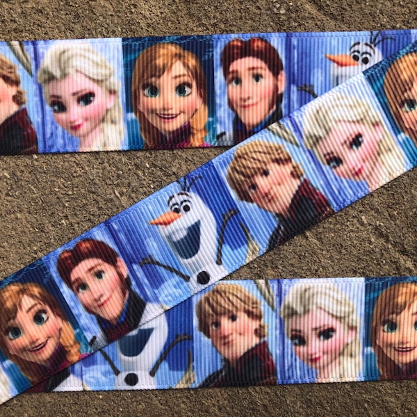 3 yards 1" Frozen Ribbon Printed Ribbon hair Bow Ribbon Frozen Princess Ribbon by the yard Anna ribbon Elsa ribbon Swen ribbon Olaf ribbon