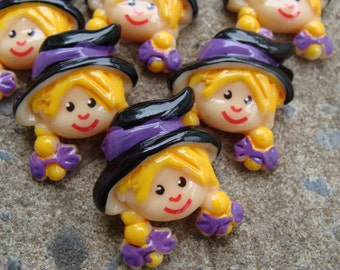 2 Witch Resins Trick or Treat Resin Halloween Resin Hair Bow Resins good witch resin for hair bows Halloween party decorations