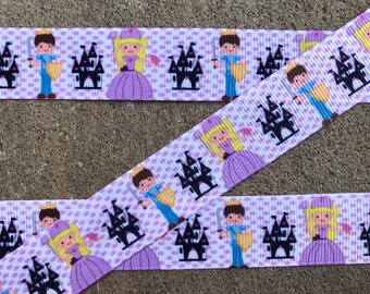 3 yards 7/8" Purple Princess Ribbon Princess and Prince Printed Ribbon Hair Bow Ribbon princess crown ribbon girls ribbon bows ribbon supply