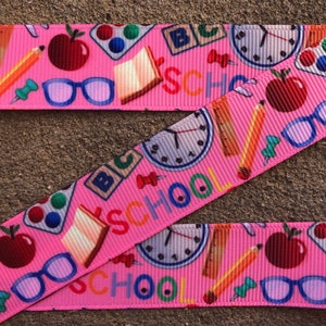 3 yards 7/8" School ribbon Back to School Ribbon School Ribbon Books Ribbon Printed Ribbon hair bow ribbon ABC ribbon Grosgrain ribbon