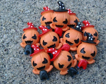 2 Pumpkin Man Resins Halloween Resin for Hair Bow Resins