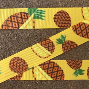 3 yards 1&quot; Pineapple ribbon grosgrain ribbon summer fruits ribbon printed hair bow ribbon craft supplies Yellow pineapple ribbon party decor