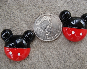 2 Black and Red Minnie Mouse Resin Hair Bow Resins
